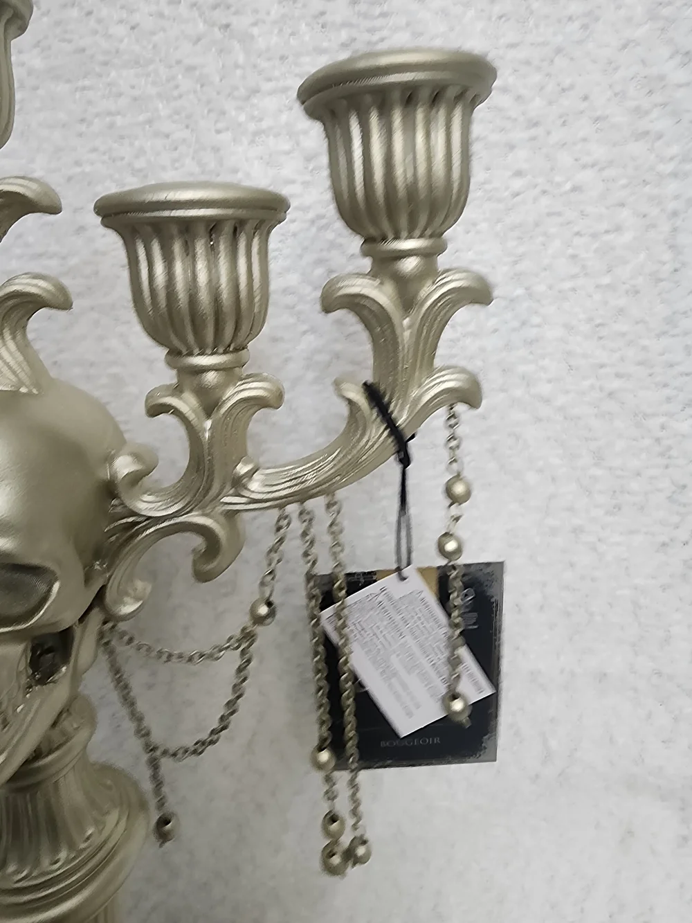 Metallic Gold Skull Candelabra - Gothic Home Accent 16